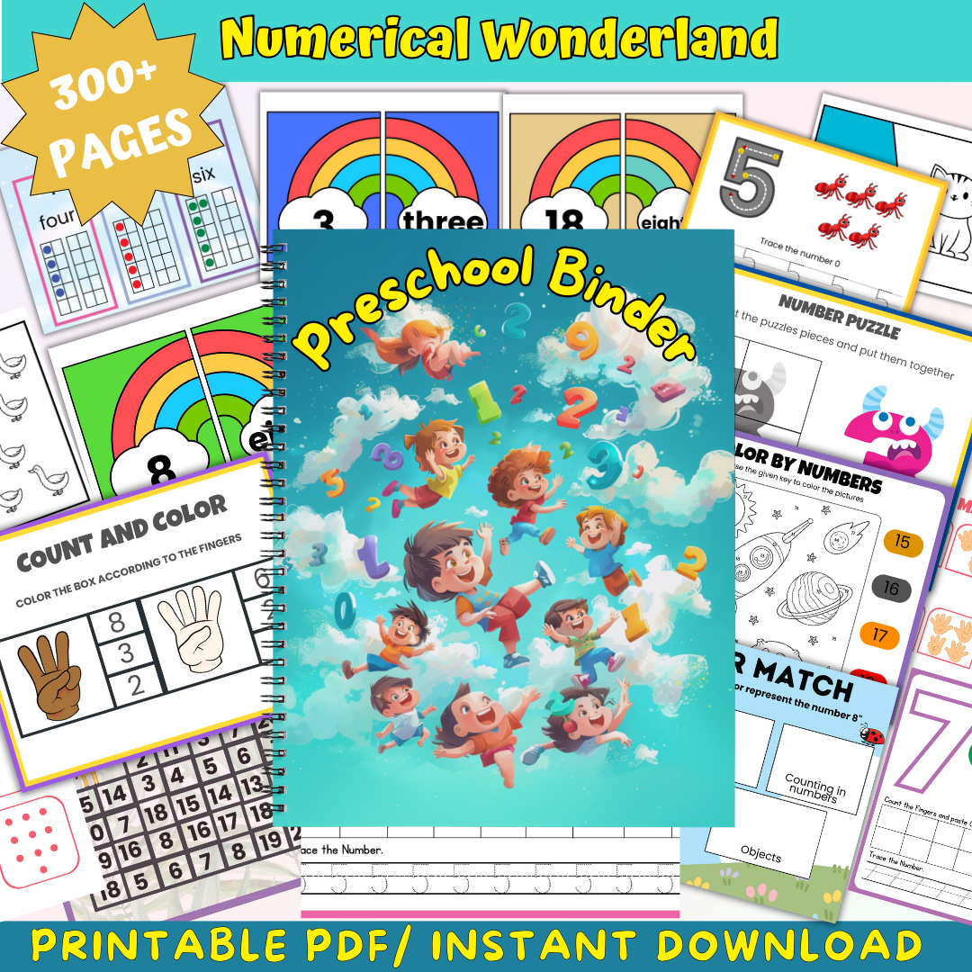 Preschool Number Learning Binder - Kindergarten and Pre-K Worksheets