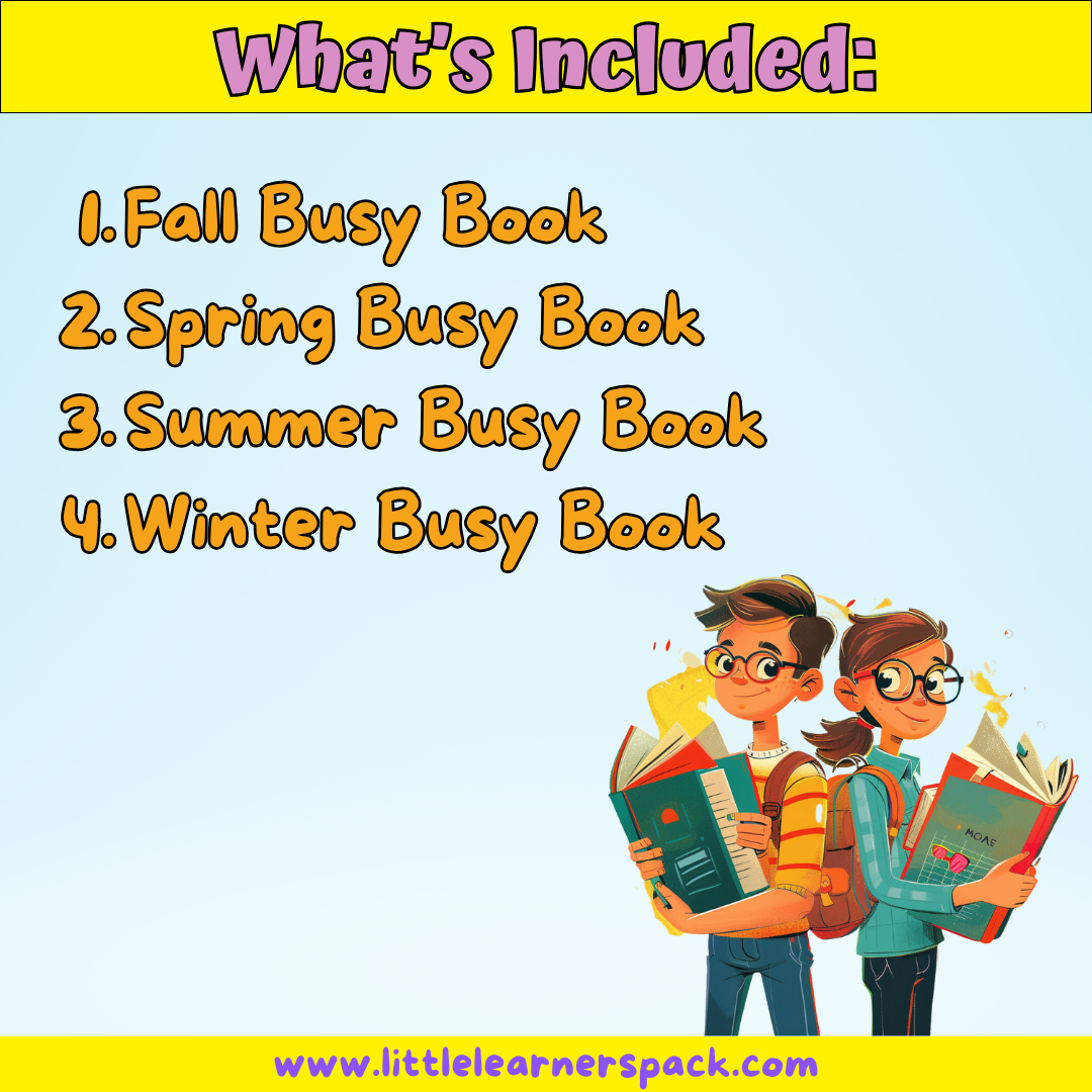 Preschool Activity Seasons Busy Book Bundle - Fall, Winter, Spring, Summer Busy Book